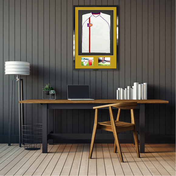 Vivarti DIY 3D Mounted + Double Aperture Sports Shirt Display Gloss Black Frame with Colour Mounts