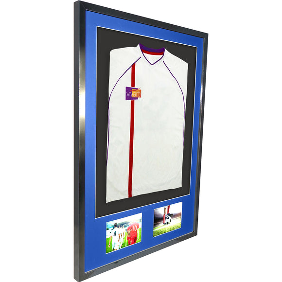 Vivarti DIY 3D Mounted + Double Aperture Sports Shirt Display Gloss Black Frame with Colour Mounts