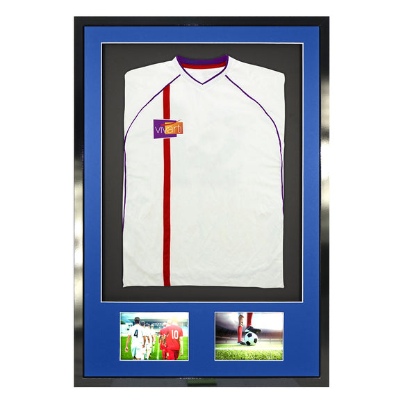 Vivarti DIY 3D Mounted + Double Aperture Sports Shirt Display Gloss Black Frame with Colour Mounts
