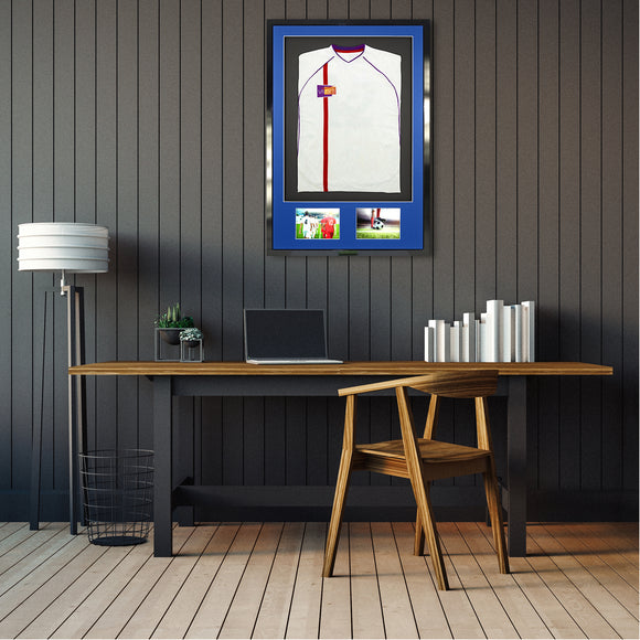 Vivarti DIY 3D Mounted + Double Aperture Sports Shirt Display Gloss Black Frame with Colour Mounts