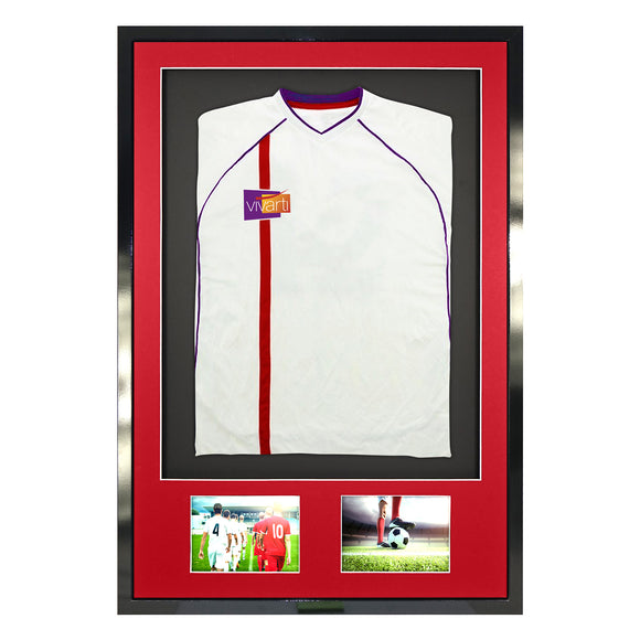 Vivarti DIY 3D Mounted + Double Aperture Sports Shirt Display Gloss Black Frame with Colour Mounts