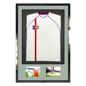 Vivarti DIY 3D Mounted + Double Aperture Sports Shirt Display Gloss Black Frame with Colour Mounts