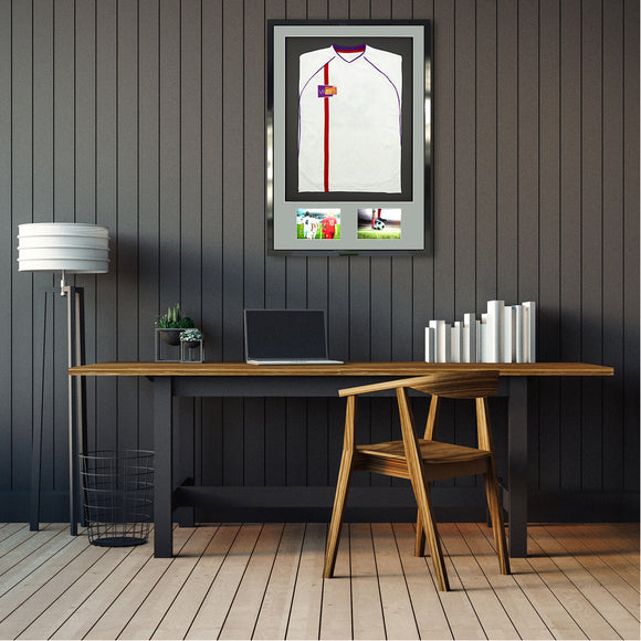 Vivarti DIY 3D Mounted + Double Aperture Sports Shirt Display Gloss Black Frame with Colour Mounts