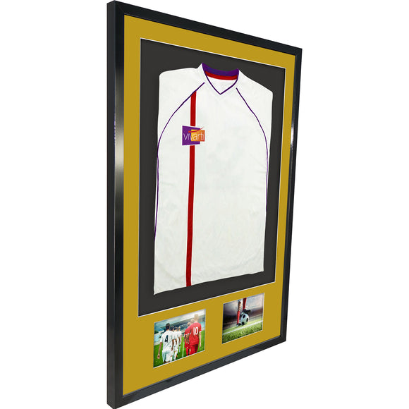 Vivarti DIY 3D Mounted + Double Aperture Sports Shirt Display Gloss Black Frame with Colour Mounts