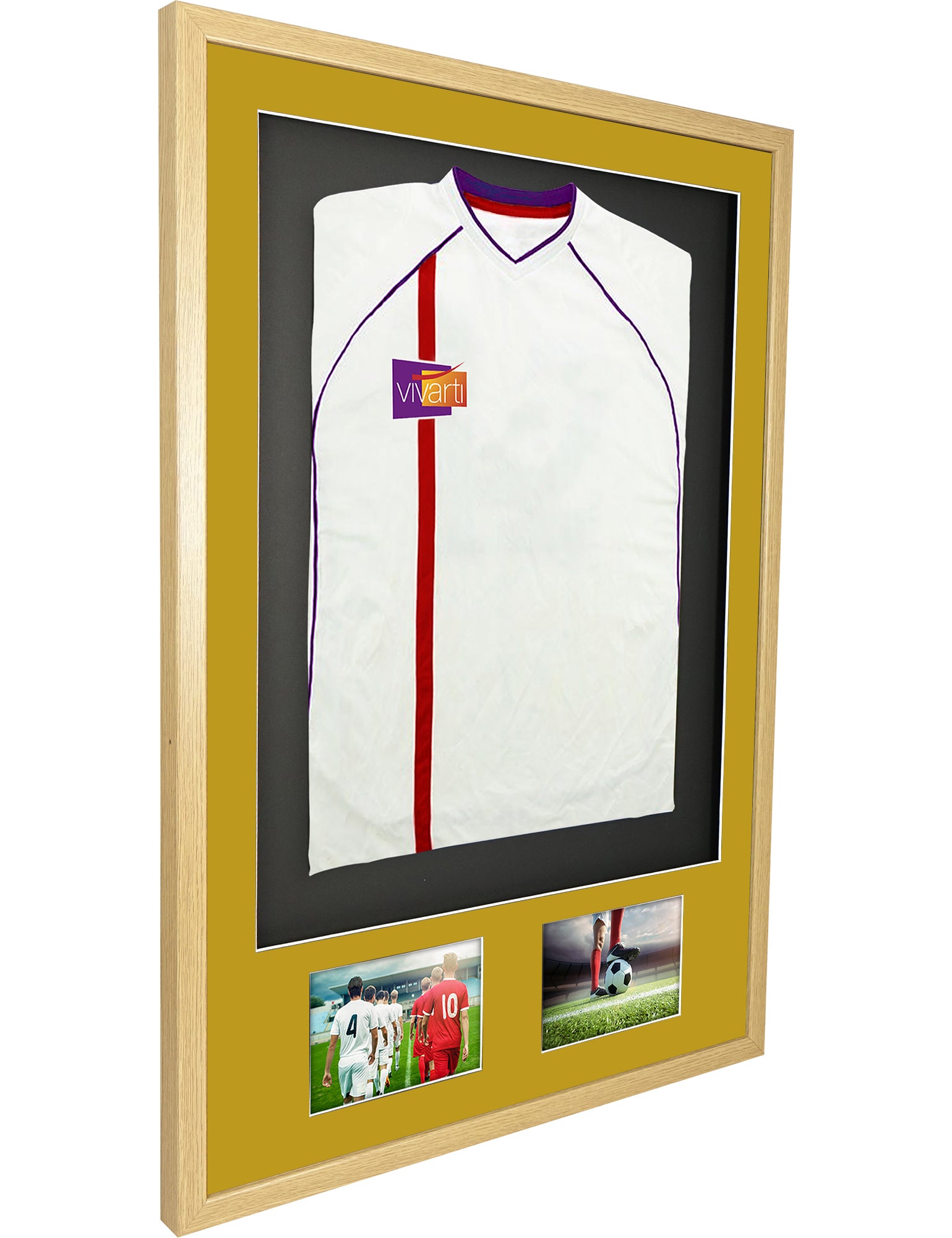 Vivarti DIY 3D Mounted + Double Aperture Sports Shirt Display Oak Frame with Colour Mounts