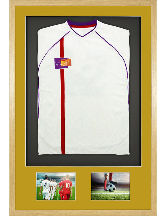 Vivarti DIY 3D Mounted + Double Aperture Sports Shirt Display Oak Frame with Colour Mounts