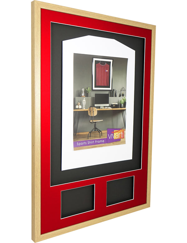 Vivarti DIY 3D Mounted + Double Aperture Sports Shirt Display Oak Frame with Colour Mounts