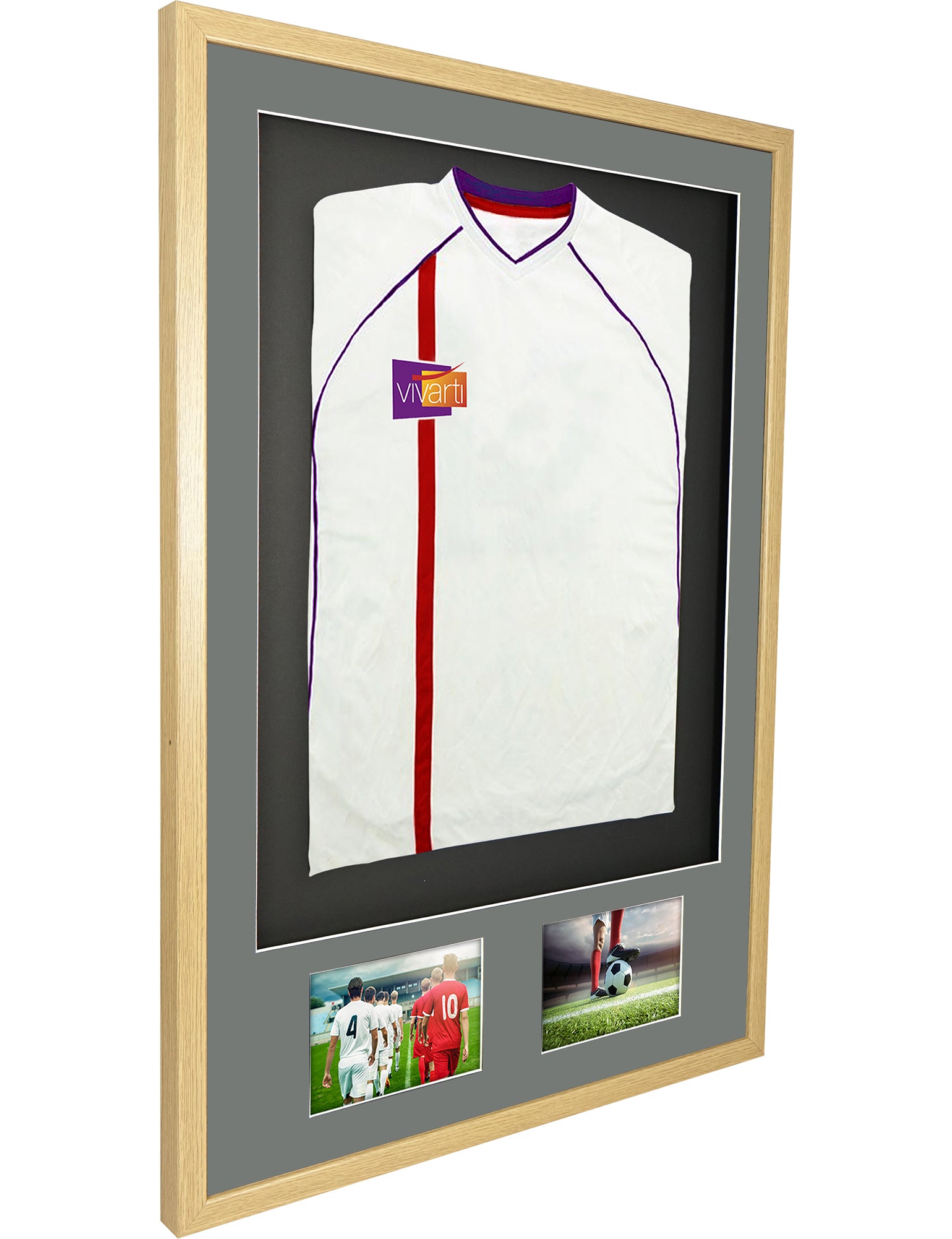 Vivarti DIY 3D Mounted + Double Aperture Sports Shirt Display Oak Frame with Colour Mounts