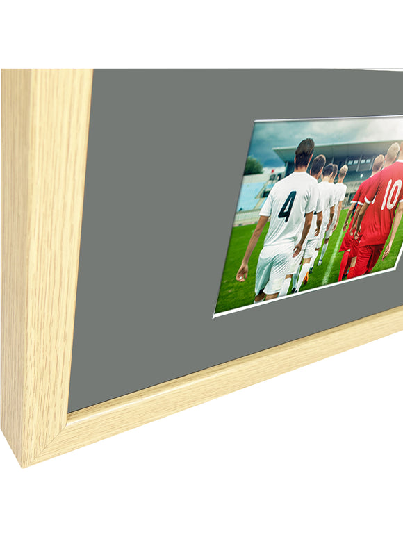 Vivarti DIY 3D Mounted + Double Aperture Sports Shirt Display Oak Frame with Colour Mounts