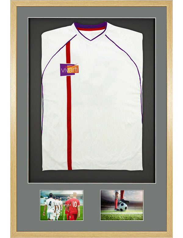 Vivarti DIY 3D Mounted + Double Aperture Sports Shirt Display Oak Frame with Colour Mounts