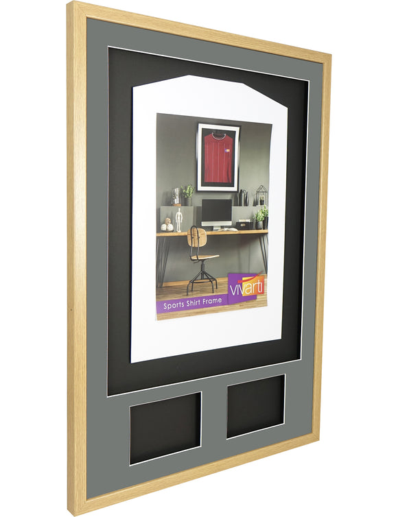 Vivarti DIY 3D Mounted + Double Aperture Sports Shirt Display Oak Frame with Colour Mounts