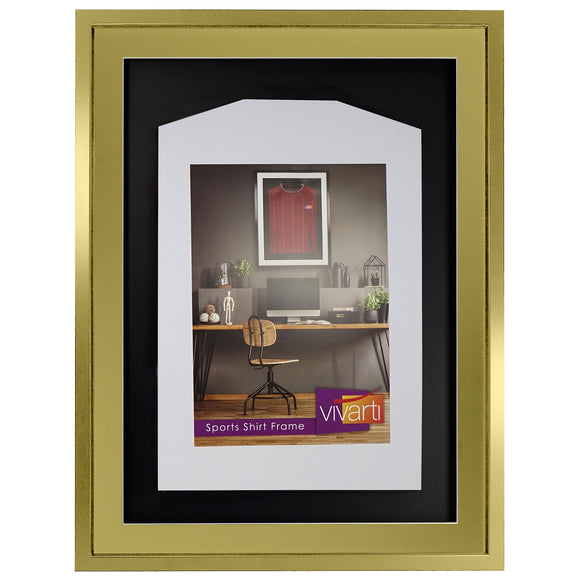 Vivarti DIY 3D Mounted Sports Shirt Display Gold  Frame with Colour Mounts