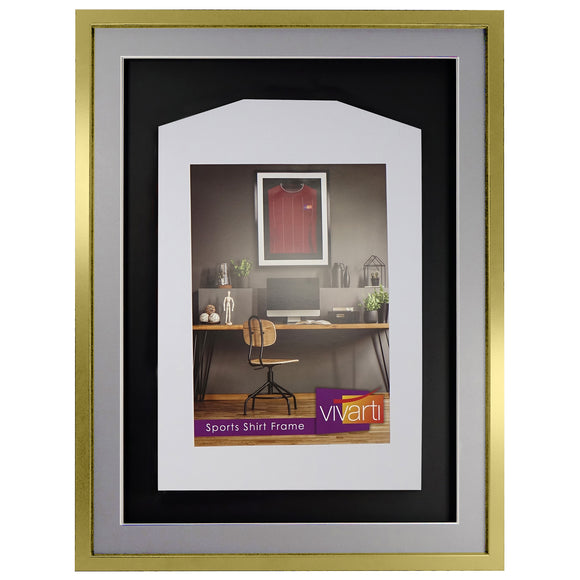 Vivarti DIY 3D Mounted Sports Shirt Display Gold  Frame with Colour Mounts