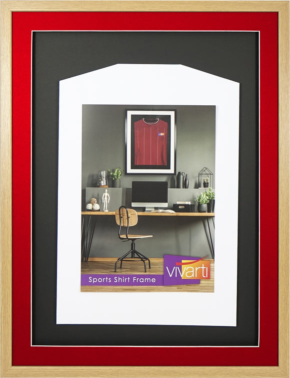 Vivarti DIY 3D Mounted Sports Shirt Display Oak Frame with Colour Mounts