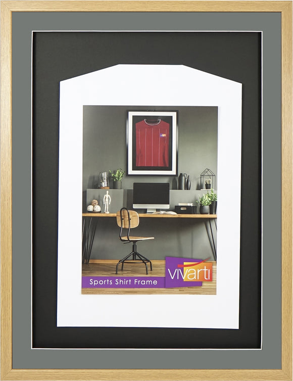 Vivarti DIY 3D Mounted Sports Shirt Display Oak Frame with Colour Mounts