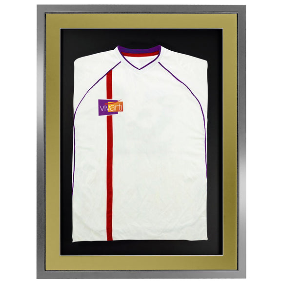 Vivarti DIY 3D Mounted Sports Shirt Display Silver  Frame with Colour Mounts