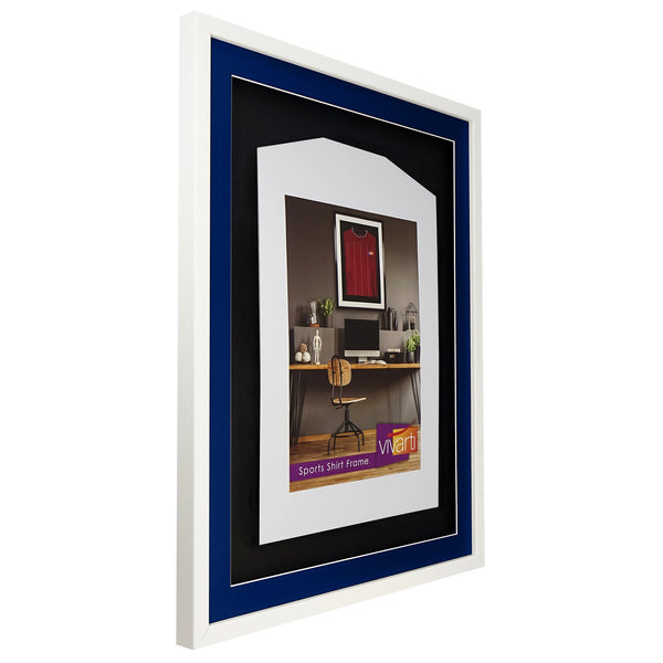 Vivarti DIY 3D Mounted Sports Shirt Display Gloss White Frame with Colour Mounts