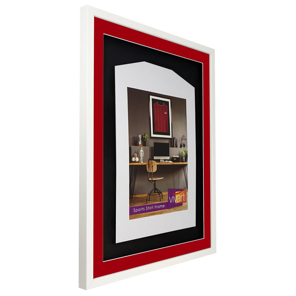 Vivarti DIY 3D Mounted Sports Shirt Display Gloss White Frame with Colour Mounts
