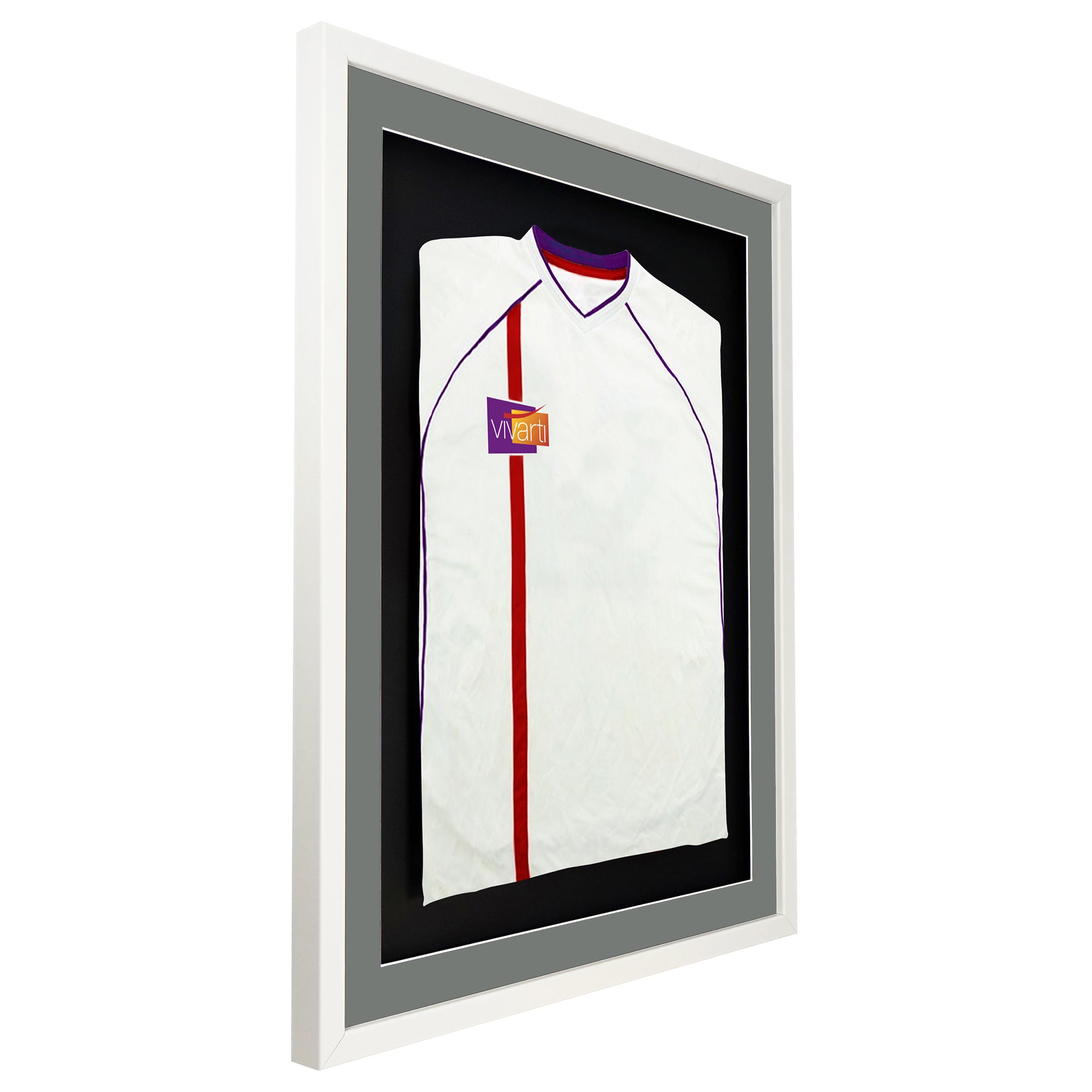 Vivarti DIY 3D Mounted Sports Shirt Display Gloss White Frame with Colour Mounts