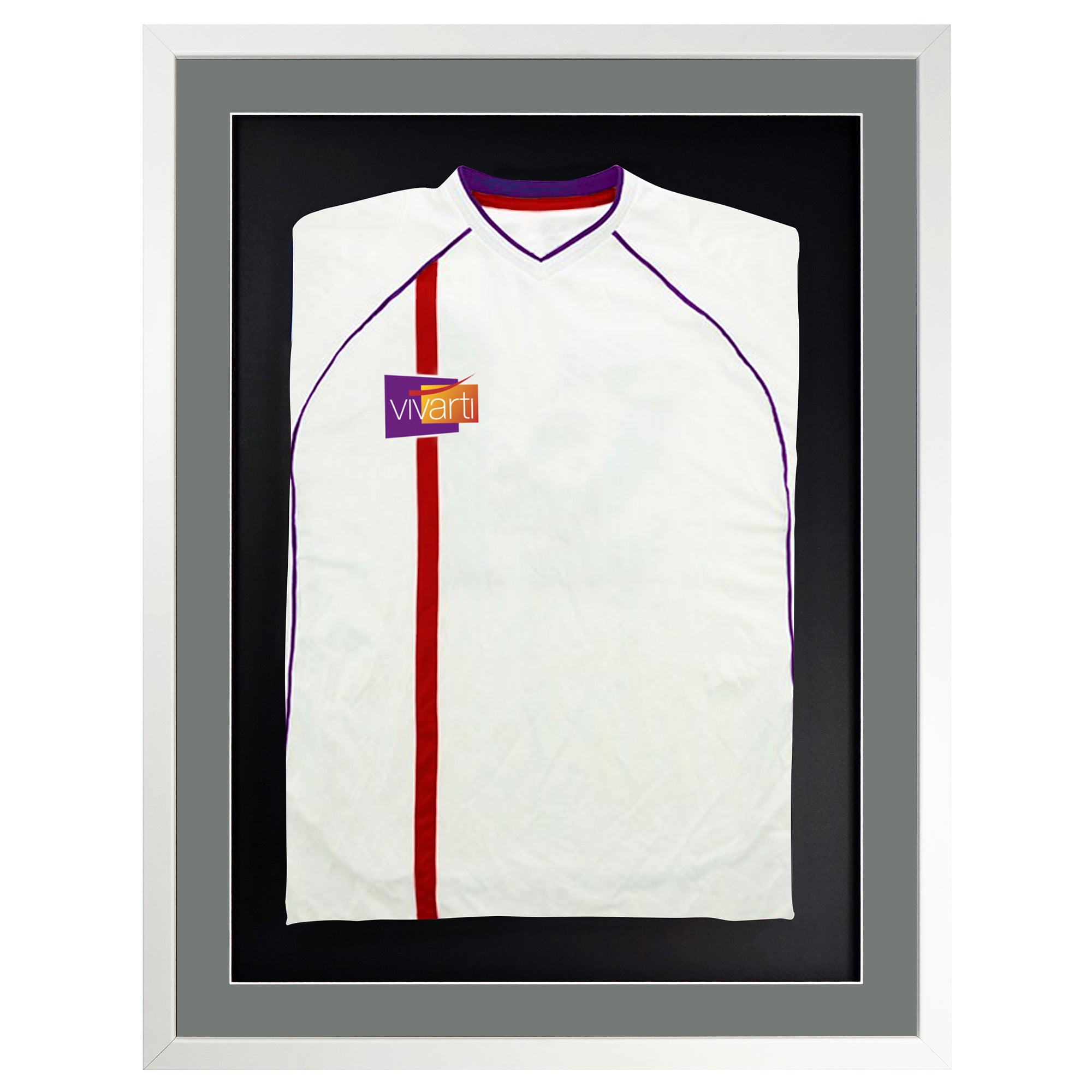 Vivarti DIY 3D Mounted Sports Shirt Display Gloss White Frame with Colour Mounts