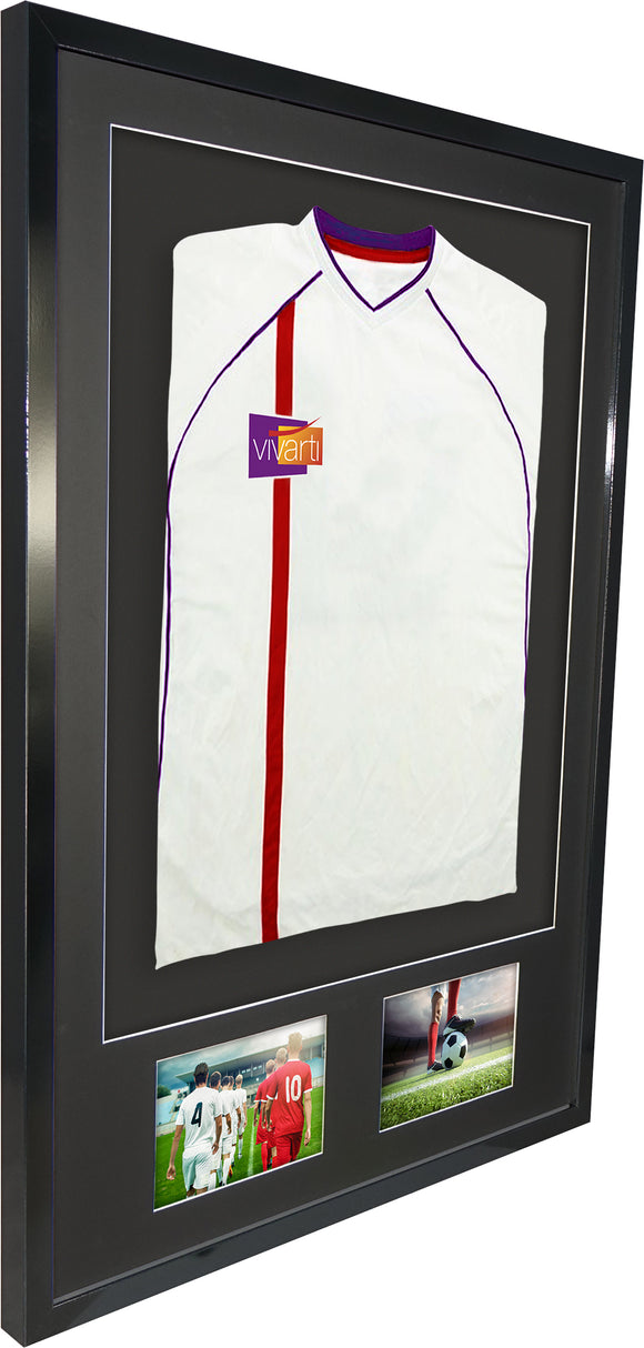 Vivarti DIY Sports Shirt Display 3D + Double Aperture Gloss Black Frame