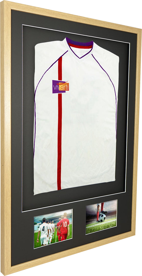 Vivarti DIY Sports Shirt Display 3D + Double Aperture Oak Frame