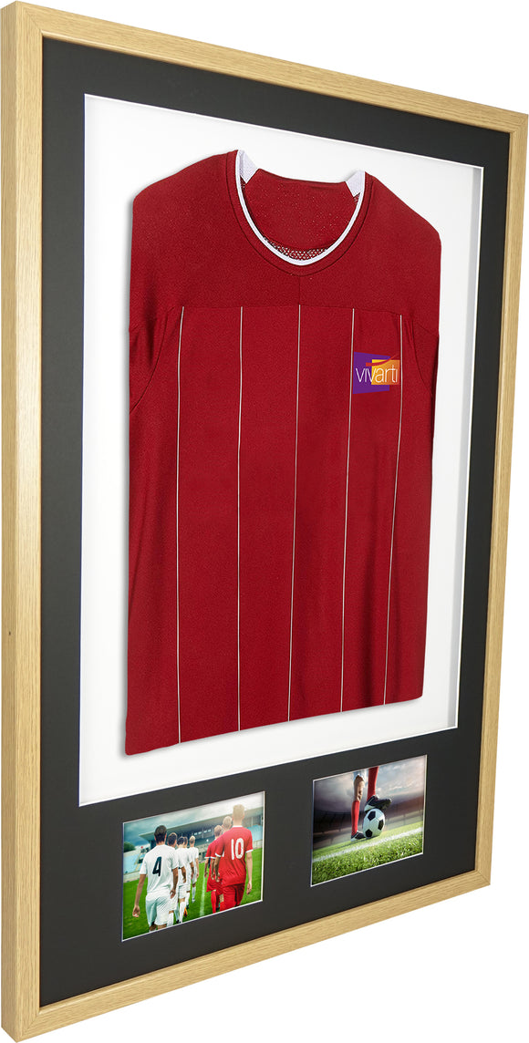 Vivarti DIY Sports Shirt Display 3D + Double Aperture Oak Frame