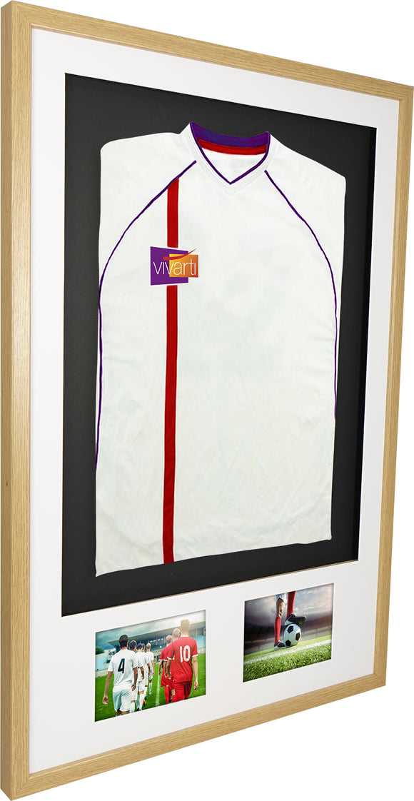 Vivarti DIY Sports Shirt Display 3D + Double Aperture Oak Frame