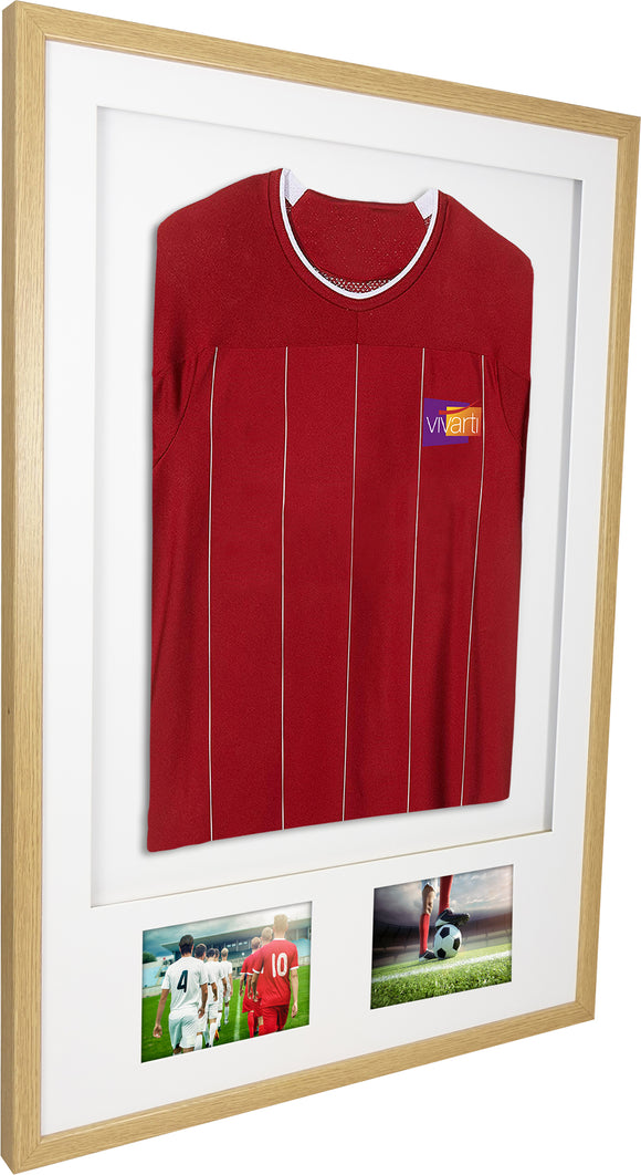 Vivarti DIY Sports Shirt Display 3D + Double Aperture Oak Frame