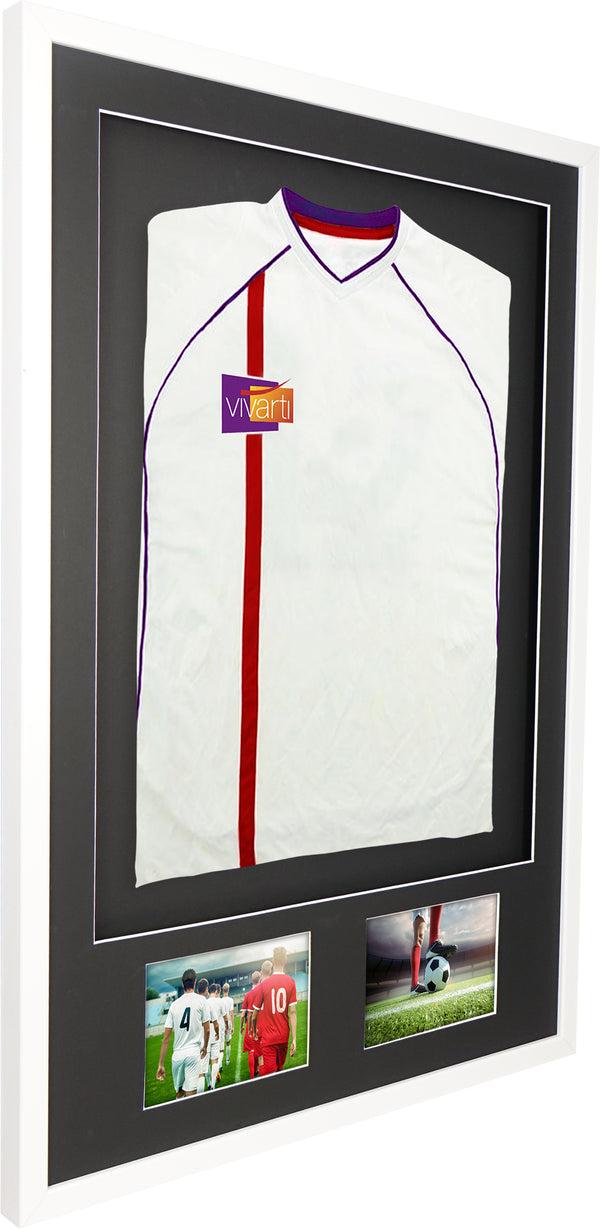 Vivarti DIY Sports Shirt Display 3D + Double Aperture Gloss White Frame