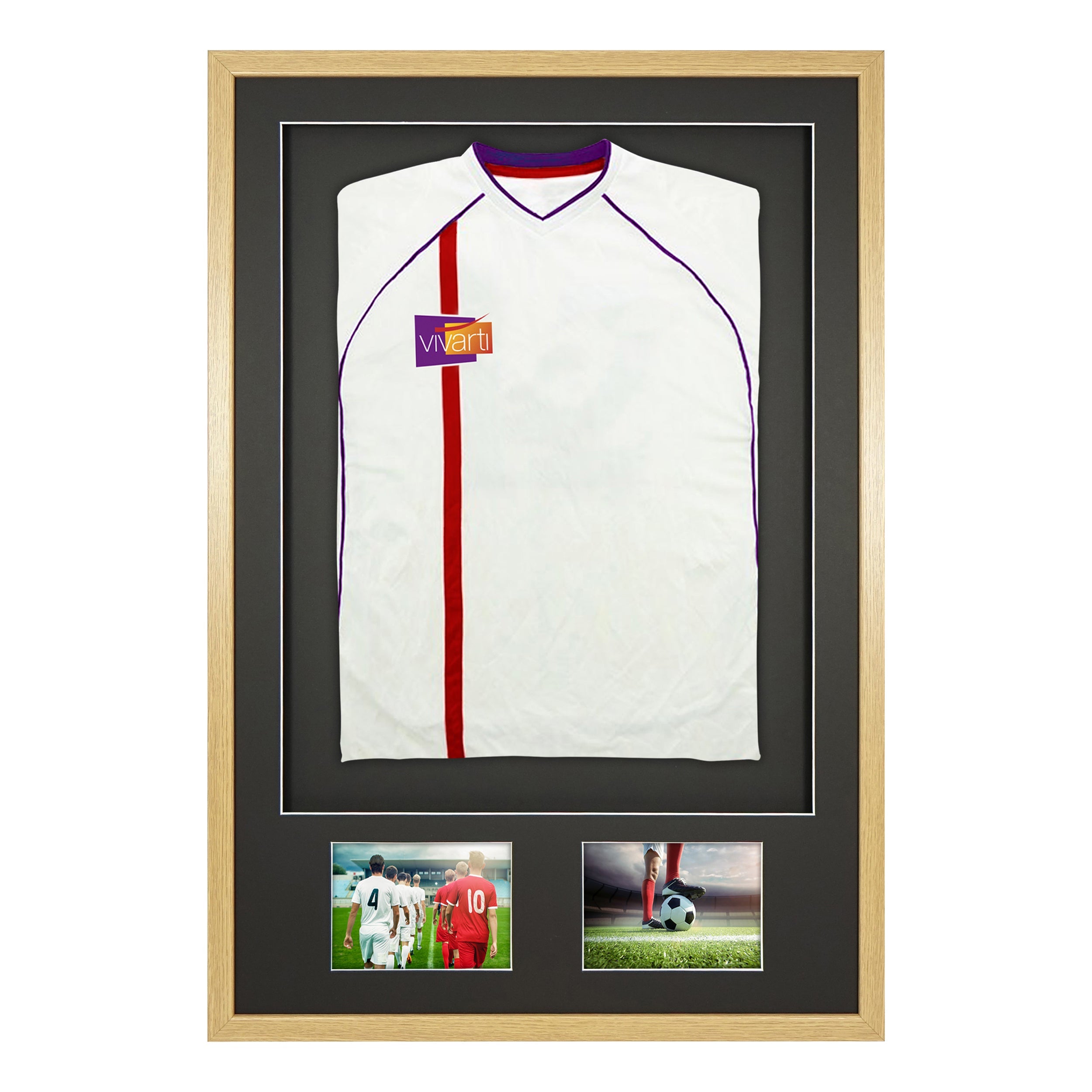 Vivarti DIY Sports Shirt Display 3D + Double Aperture Oak Frame - 0
