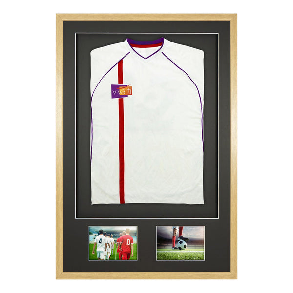 Vivarti DIY Sports Shirt Display 3D + Double Aperture Oak Frame