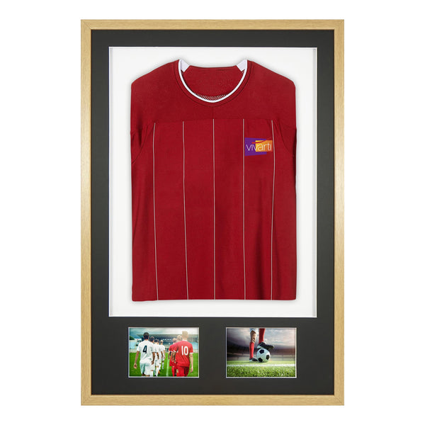 Vivarti DIY Sports Shirt Display 3D + Double Aperture Oak Frame