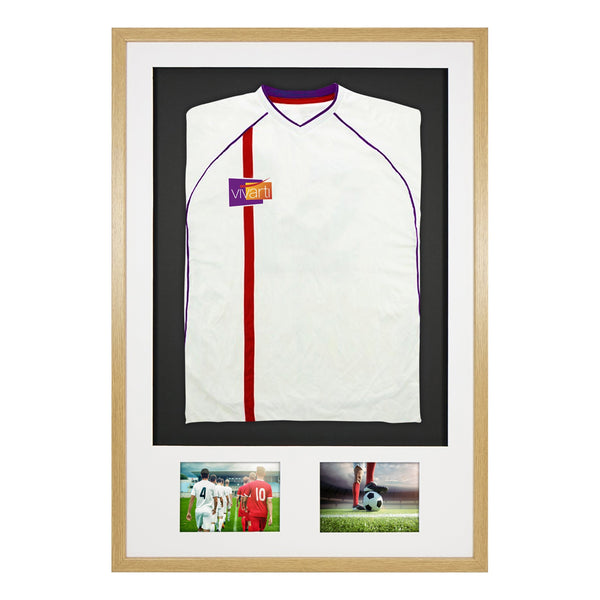 Vivarti DIY Sports Shirt Display 3D + Double Aperture Oak Frame