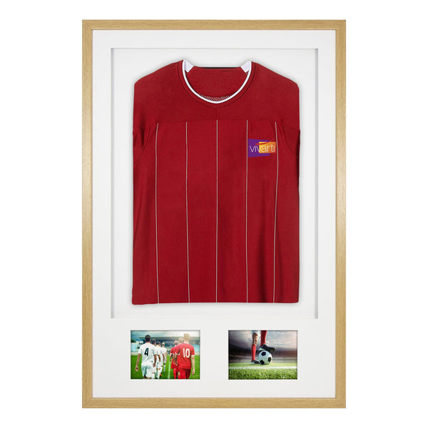 Vivarti DIY Sports Shirt Display 3D + Double Aperture Oak Frame