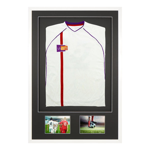 Vivarti DIY Sports Shirt Display 3D + Double Aperture Gloss White Frame