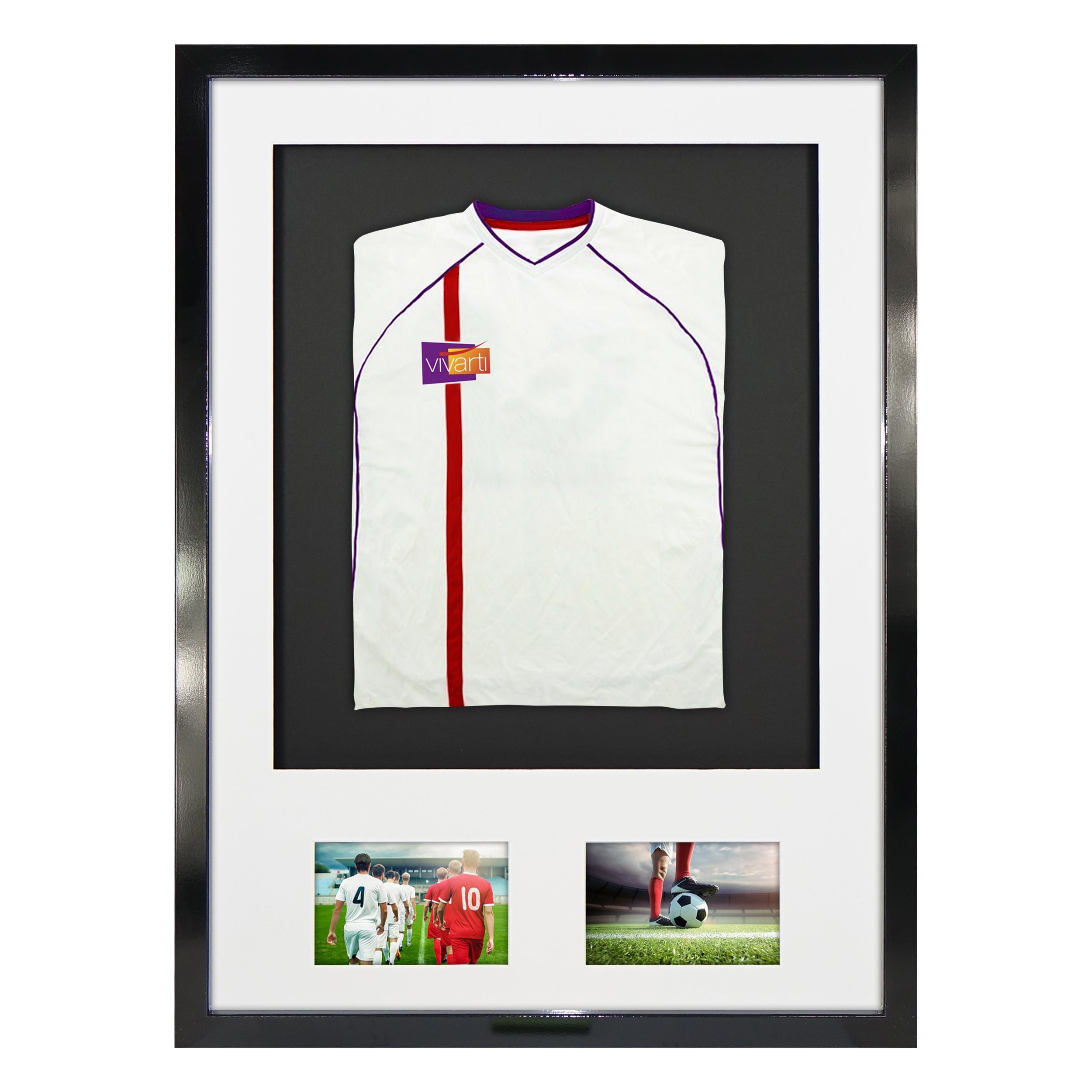 Vivarti DIY Sports Shirt Display 3D + Double Aperture Gloss Black Frame