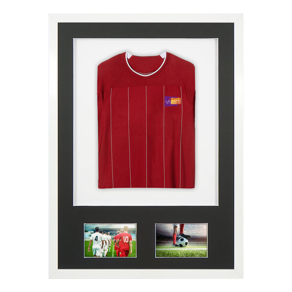 Vivarti DIY Sports Shirt Display 3D + Double Aperture White Frame