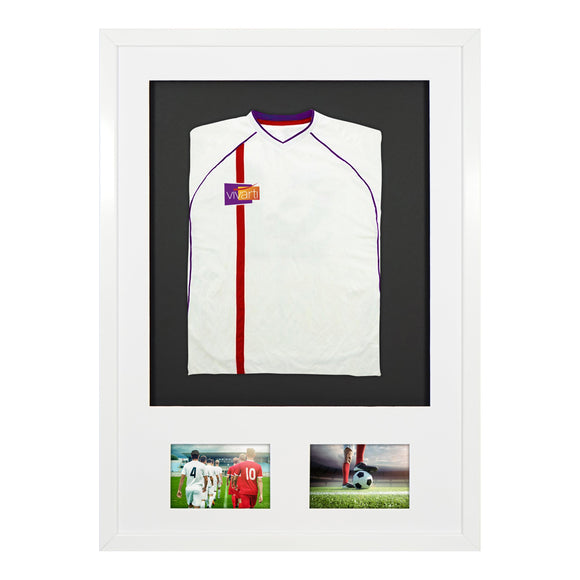 Vivarti DIY Sports Shirt Display 3D + Double Aperture White Frame