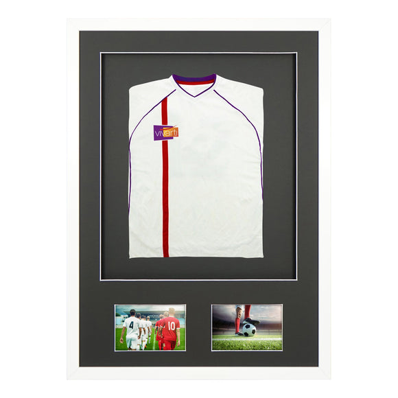 Vivarti DIY Sports Shirt Display 3D + Double Aperture White Frame