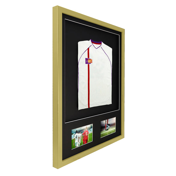 Vivarti DIY 3D Mounted + Double Aperture Sports Shirt Display Gold Frame