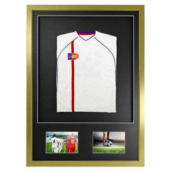 Vivarti DIY 3D Mounted + Double Aperture Sports Shirt Display Gold Frame