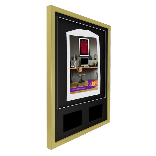 Vivarti DIY 3D Mounted + Double Aperture Sports Shirt Display Gold Frame