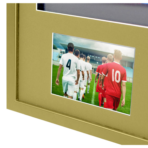 Vivarti DIY 3D Mounted + Double Aperture Sports Shirt Display Gold  Frame with Colour Mounts
