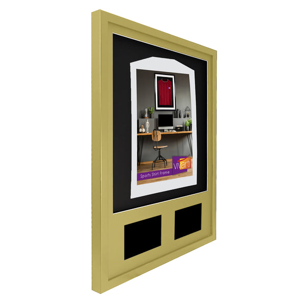 Vivarti DIY 3D Mounted + Double Aperture Sports Shirt Display Gold  Frame with Colour Mounts