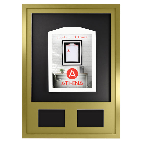 Vivarti DIY 3D Mounted + Double Aperture Sports Shirt Display Gold  Frame with Colour Mounts