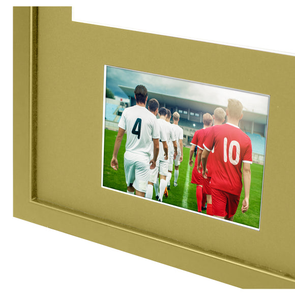 Vivarti DIY 3D Mounted + Double Aperture Sports Shirt Display Gold  Frame with Colour Mounts