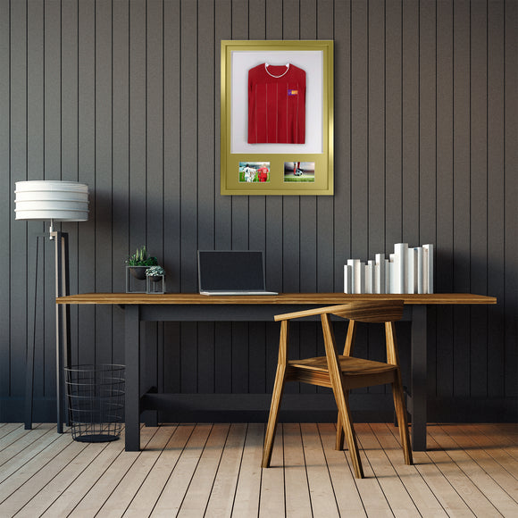 Vivarti DIY 3D Mounted + Double Aperture Sports Shirt Display Gold  Frame with Colour Mounts