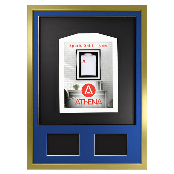 Vivarti DIY 3D Mounted + Double Aperture Sports Shirt Display Gold  Frame with Colour Mounts