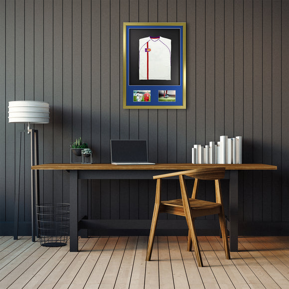 Vivarti DIY 3D Mounted + Double Aperture Sports Shirt Display Gold  Frame with Colour Mounts